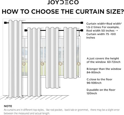 Joydeco Blackout Curtains for Bedroom - 100% Light Blocking 2 Panels Set White Drapes 42" W x 63" L, Thermal Insulated Room Darkening Curtains, Linen Textured for Living Room, Rod Pocket & Back Tabs