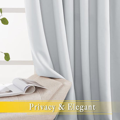 NICETOWN Greyish White Sliding Door Curtain 118 inch Length, Grommet Room Darkening Thermal Curtain Extra Long Sound Dampening for Living Room/Bedroom, W80 x L118, 1 Panel