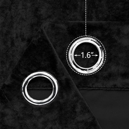 SMILETIME Black Crushed Velvet Curtains 52x90 inch Luxurious Thermal Insulated Soundproof Drapes for Living Room Bedroom Office Soft and Durable Light-Filtering Window Treatments, 2 Panels