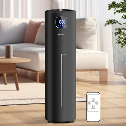 Large Humidifiers for Bedroom, 9L/2.5Gal Ultrasonic Cool Mist, Top Fill Easy Clean with 350ML/H Mist Speed, Quiet, Suitable for Kids Room Plant Yoga Office Study Room Living (Black, Round)