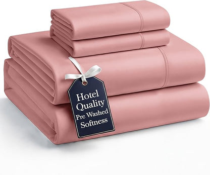 Casa Platino Bedding Sheets & Pillowcases, Pre-Washed Ultra Soft & Breathable Full Size Sheets, Brushed Microfiber Sheet Set, Fade Resistant Full Size Sheets Set with Deep Pockets - Rose Dawn