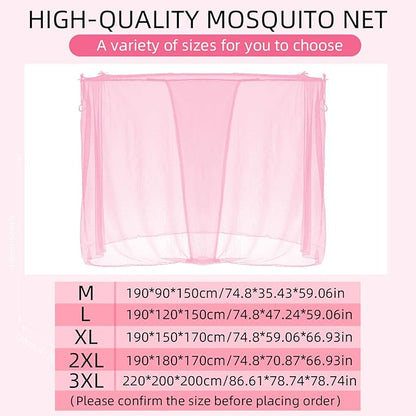 4 Corners Mosquito Net for Mosquiteros para Camas Bed Canopies Netting Bed Drapes Rectangular Mosquito Mesh for Camping Home Outdoor Travel(Pink,L75 X W47 X H59 Inch,1 Opening)