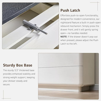ACCOHOHO 6 Drawer Dresser for Bedroom, 42 Inch Tall Modern Chest of Drawers, Push-to-Open Wood Storgae Organizer with Large Drawers for Bedroom, Living Room, Hallway,Off White