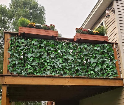 Sumery Expandable Fence Privacy Screen for Balcony Patio Outdoor,Decorative Faux Ivy Fencing Panel,Artificial Hedges (Single Sided Leaves) (4, Green-Ivy)