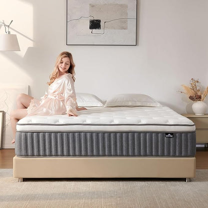 Full Size Mattress 12 Inch, Hybrid Memory Foam Mattress with Zoned Pocket Coils Support and Motion Isolation Design, Strengthen Edge Support,CertiPUR-US Certified, Medium Firm in a Box