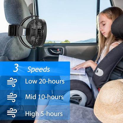 Svinkal Portable Magnetic USB Clip on Fan - 6 Inch 5000mAh Rechargeable, 3 Speed, 720° Adjustable, Personal Desk Fan for Bedroom, Camping, Golf Cart, Office