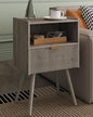 Nightstand,Modern Bedside Table with Storage Drawer and Open Wood Shelf, Accent Night Stand with Solid Wood Legs for Living Room, Bedroom and Small Spaces,Easy Assembly (Grey Oak)