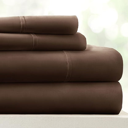 Linen Market Brushed Microfiber Twin XL Sheet Set 3 Piece – Oeko-TEX Certified Ultra Soft & Wrinkle-Free - 16" Deep Pocket Sheets - Easy Care Twin XL Size - Chocolate