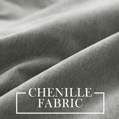 Macochico 100% Blackout Chenille Curtains 96 Inches Long for Hotel Nursery Noise Reducing Thermal Curtains for Bedroom Living Room Grommet Rock Grey Curtains with Tieback 52" Wx96 L Classic 1 Panel
