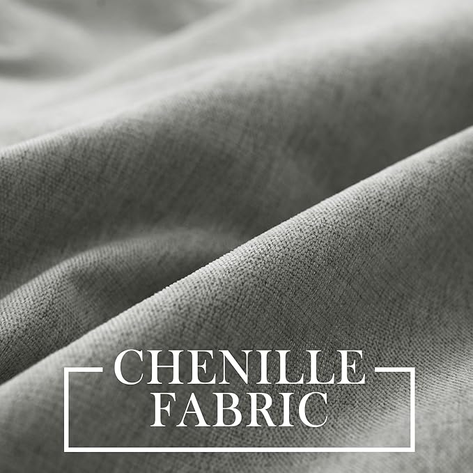 Macochico 100% Blackout Curtains Insulted Window Panels for Bedroom Living Room Dining Room Luxury Chenille Curtains Classic Home Decor Rock Grey Curtains with Tieback 52" Wx72 L Grommet 1 Panel