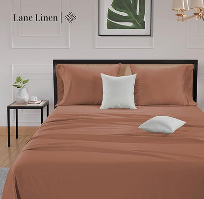 LANE LINEN Bed Sheets Queen Size – Premium 600 Thread Count Long-Staple 100% Cotton Sheets Queen Size Set, Hotel Luxury Soft & Cool Sateen Finish, Fully Elasticized 15" Deep Pocket – Rose Dawn