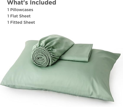 Bedsure Cooling Sheets Twin XL, Rayon Derived from Bamboo, Breathable & Soft Twin XL Sheet Sets, Deep Pocket Up to 16 Inches, Hotel Luxury Silky Dorm Bedding for Hot Sleepers, Sage Green