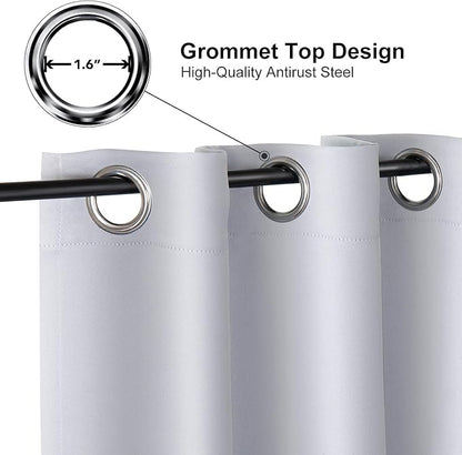 ChrisDowa Grommet Room Darkening Curtains for Bedroom and Living Room - 2 Panels Set Thermal Insulated Blackout Curtains (Greyish White, 52W x 54L)