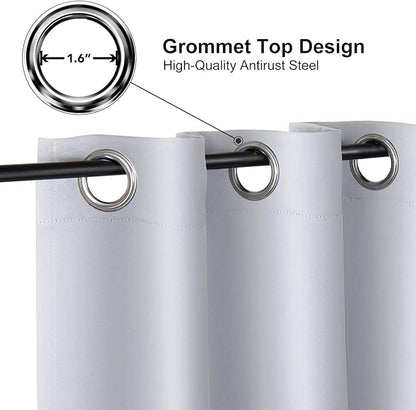 ChrisDowa Grommet Room Darkening Curtains for Bedroom and Living Room - 2 Panels Set Thermal Insulated Blackout Curtains (Greyish White, 52W x 95L)