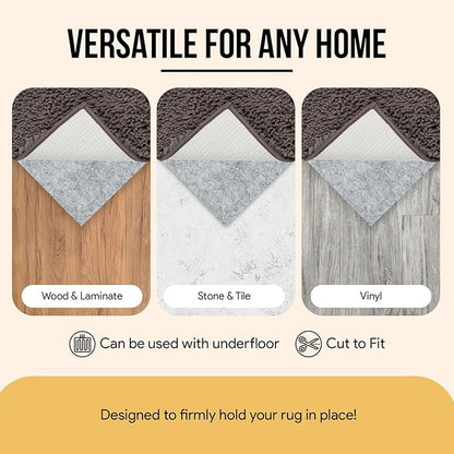 Non Slip Rug Pad 6x9 Feet, 4/25" Thick Felt Cushioned Rubber Rug Gripper Pad for Hardwood, Laminate, Stone, Tile, Wood, Vinyl Floors & Carpet, Anti Skid Under Area Rug Pads
