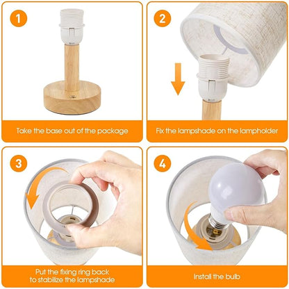 Rechargeable Cordless Table Lamp,Touch Control&Stepless Dimming,Wireless Bedside Ambient Night Light with Wood Base&Linen Shade,Portable Battery Lamp for Bedroom,Nightstand,Nursery,Camping,Outdoor