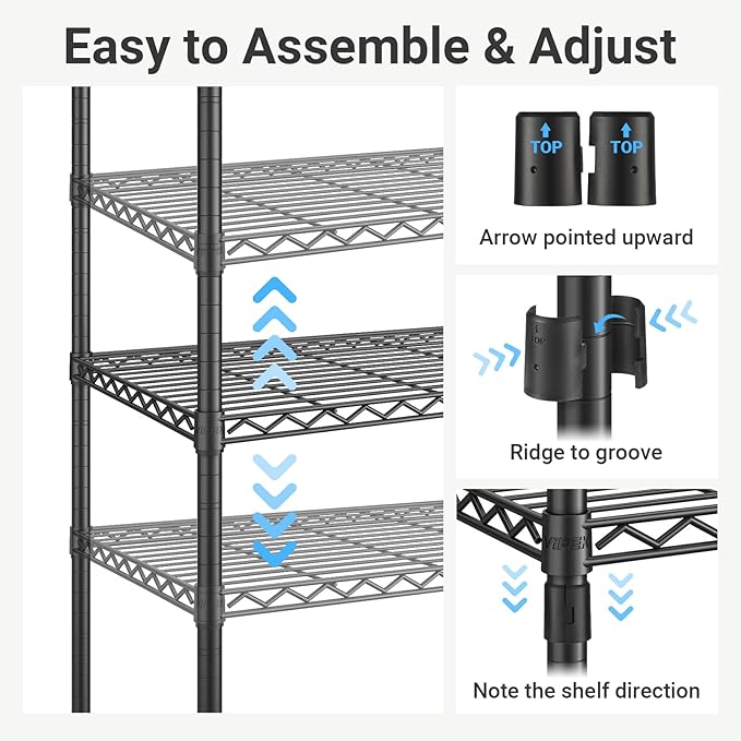 VIPEK S1 Shoe Rack, 8-Tier Metal Durable Shoe Organizer, Heavy Duty Large Capacity Up to 24 Pairs, Adjustable & Detachable Shoe Shelves for Entryway/Bedroom/Closet, Holds Up to 544 lbs, Black