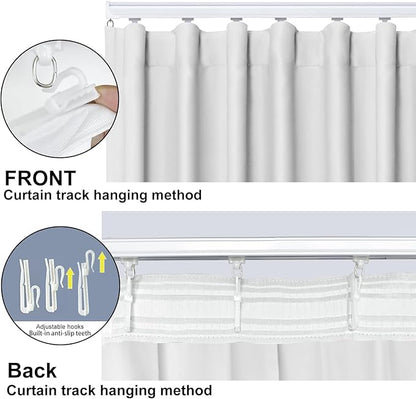Room Divider Blackout Curtain Track Curtains Wall Dividers Panels Screen for Living Rooms Bedroom Office Privacy Partition Separation, W100 × L84 Inch,1 Panel, White