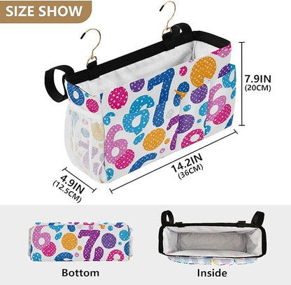 Bedside Caddy Hanging Bunk Bed Caddy Bed Organizer Hanging Pocket with 2 Hooks Bedside Storage Organizer Pocket Bag Holder Six Seven Flowers Colorful Polka Dots