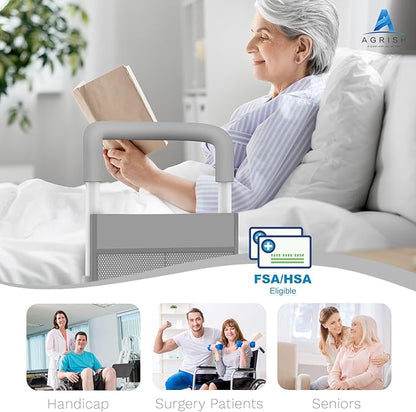 Agrish Bed Rails for Elderly Adults Safety, Bed Rails for Seniors with Motion Lights & Storage Pouch, Adjustable Bed Assist Rail for Surgery Patients - Medical Bed Rail