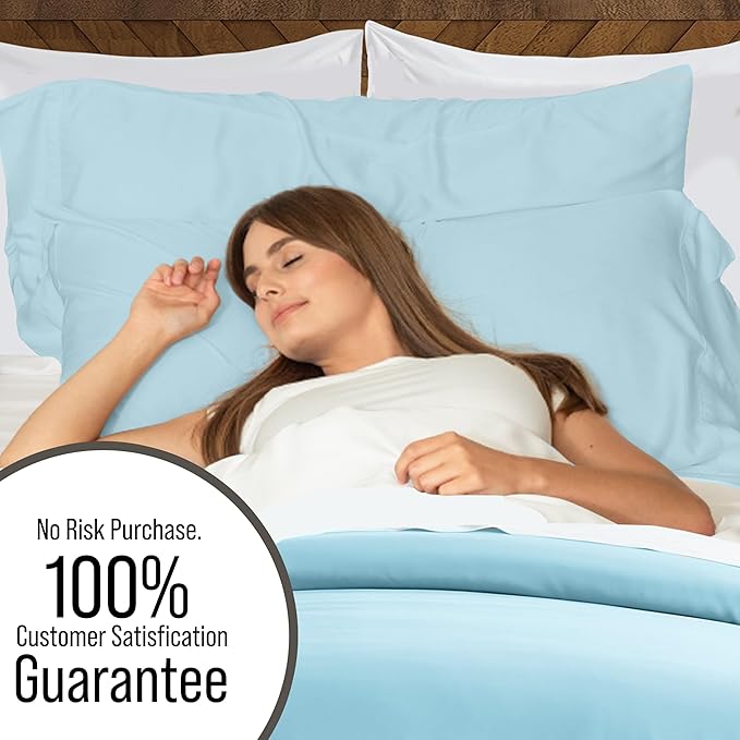 Bella Coterie Luxury Bamboo Viscose California King Size Duvet Cover Set | 100% Organically Grown | Corner Ties | Ultra Soft | Cooling | Two Pillow Shams | 106 x 94 | No Insert [Coastal Blue]