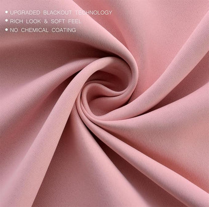 MIUCO Room Darkening Soild Grommet Blackout Curtains Panels for Nursery Window Curtains Set of 2 52x95 Inch Pink, Bonus 2 Tie Backs Included
