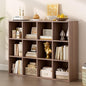 OSCHF 12-Cube Storage Shelf Bookcase - Wooden 3-Tier Floor Standing Open Bookshelf for Home and Office, Cuby Orgainzer, Walnut