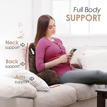 Nestl Reading Pillow for Kids & Teens with Shredded Memory Foam, Backrest Pillows for Reading, Watching, and Gaming, Use on the Couch, Bed, or Floor Adjustable Support, Washable Cover, Chocolate Brown