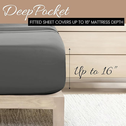 Linen Market Brushed Microfiber Twin XL Sheet Set 3 Piece – Oeko-TEX Certified Ultra Soft & Wrinkle-Free - 16" Deep Pocket Sheets - Easy Care Twin XL Size - Gray
