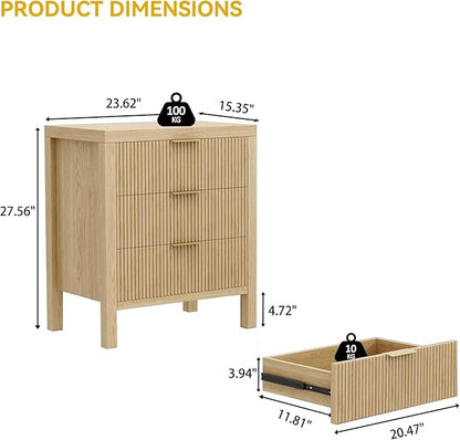 Nightstands Set of 2, Bedside End Table, Modern Wooden Night Stand with 6-Drawer - Boho Cabinet Accent Storage Furniture for Bedroom, Living Room, Nature