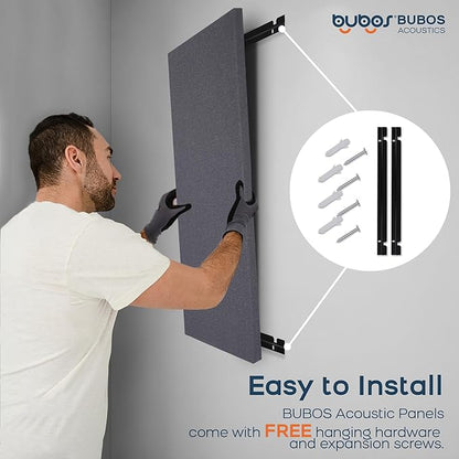 BUBOS 2 PCS Fabric Acoustic Panels,47.2''x23.6'' Decorative Sound Dampening Panels, Art Large Acoustic Wall Panels for Studios, Office, Home Theater,Max CavityPro Grey
