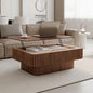LKTART Lift Top Coffee Table for Living Room, Accent Fluted Coffee Table with Storage, Modern Solid Wood Veneered Rectangle Center Tea Table for Small Space Apartment (38.6''D×14''H-Walnut)