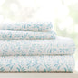 Linen Market Patterned Microfiber Queen Sheet Set 4 Piece – Oeko-TEX Certified Ultra Soft & Wrinkle-Free - 16" Deep Pocket Sheets - Easy Care Queen Size - Burst of Vines Light Blue
