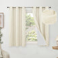 45 Inch Length Linen Blackout Curtains for Short Cafe Window, Thermal Insulated Light Blocking Soundproof Privacy Burlap Curtains 2 Panels, Each 38 Inch Wide Cream