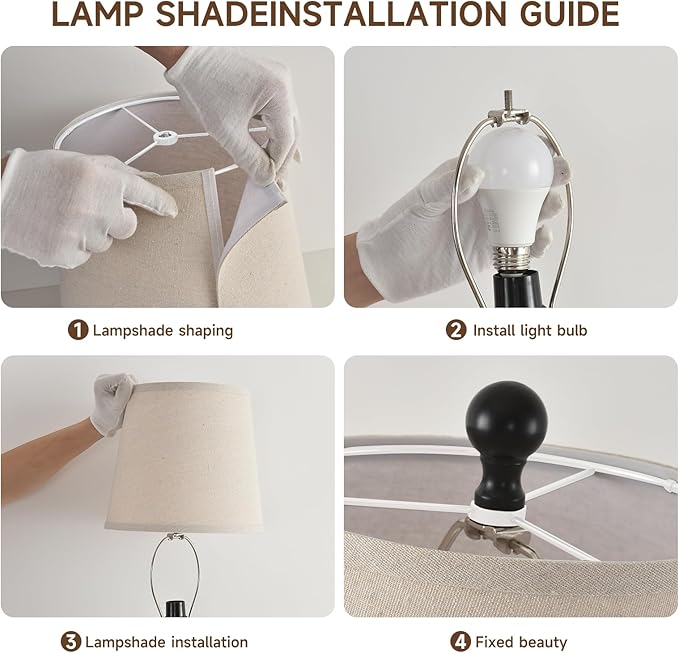 Terpsichore Lamps for Living Room Modern Farmhouse Table Lamp Bedside Reading Lamps Set of 2 Night Stands Bedroom Night Lamp,with Fabric Lamp Shade (Black, High 26.25 Inch)