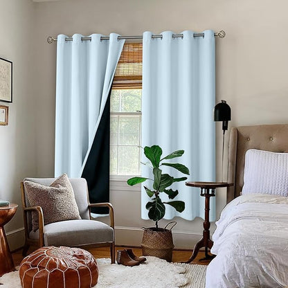 BGment Baby Blue 100% Blackout Curtains for Nursery Bedroom 72 Inch Length 2 Panels, Thermal Insulated Full Light Blocking Grommet Noise Cancelling Window Curtains for Kids Room, 52 Inch Wide Each