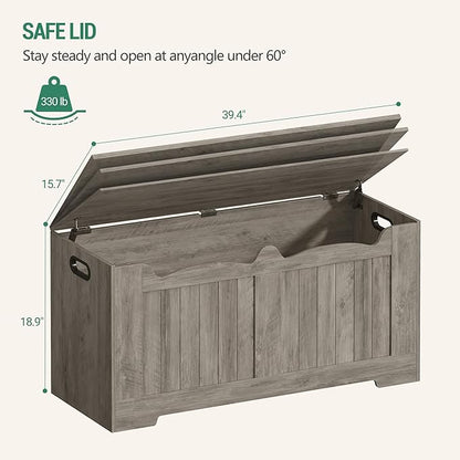 Hzuaneri 39.4" Storage Chest, Storage Bench Trunk with 2 Safety Hinge,Wooden Box, Lift-Top Chest Organizer, Shoe Bench for Entryway, Bedroom, Living Room, Greige SB01005X