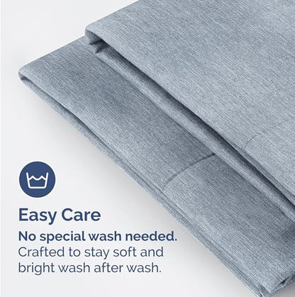Queen Pillow Cases Set of 4 - Ultra Soft Hotel Quality Pillowcase Covers - Comfy, Cozy & Wrinkle Free - Shrinkage and Fade Resistant - Machine Washable Pillow Protectors - 4 Piece Set - Heathered Blue