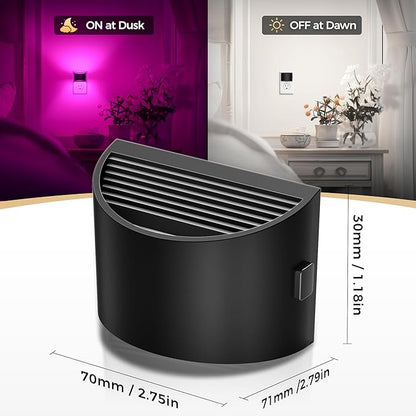 DORESshop LED Night Light[2 Pack], RGB Night Lights Plug into Wall, 3 Level Brightness Adjustable Plug in Night Light, Dusk to Dawn Sensor, Nightlights for Adults, Bedroom, Bathroom, Hallway