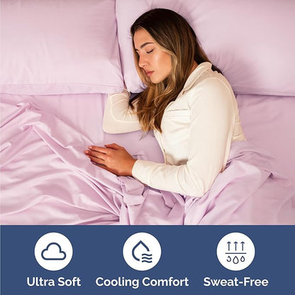 Twin 4 Piece Sheet Set - Cooling, Comfy & Breathable - Hotel Luxury Bedding, Includes Fitted Sheet for Women, Men, Kids & Teens - 1 Flat, 1 Fitted Sheet, 2 Pillowcases with Deep Pockets - Light Pink