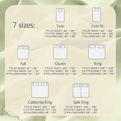 LuxClub 4 PC Sheet Set Bed Sheets Deep Pockets 16" Eco Friendly Wrinkle Free Cooling Machine Washable Hotel Bedding Silky Soft - Sage Green Queen