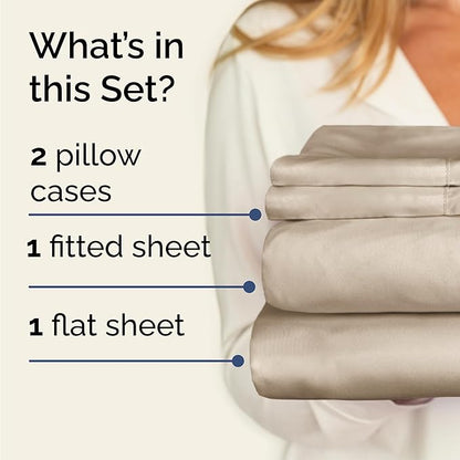 Twin 4 Piece Sheet Set - Cooling, Comfy & Breathable - Hotel Luxury Bedding, Includes Fitted Sheet for Women, Men, Kids and Teens - 1 Flat, 1 Fitted Sheet, 2 Pillowcases with Deep Pockets - Wheat
