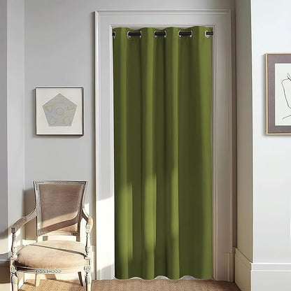 NICETOWN Door Curtain for Closet Doors 80 Inches Long 1 Panel, Blackout Doorway Curtain for Open Closet Bedroom, Room Divider Living Room for Privacy (Olive Green, 1 Panel, 46W x 80L)