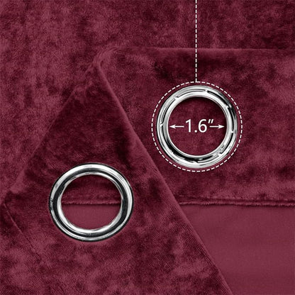 SMILETIME Burgundy Red Crushed Velvet Curtains 52x84 inch Luxurious Thermal Insulated Soundproof Drapes for Living Room Bedroom Office Soft and Durable Light-Filtering Window Treatments, 2 Panels