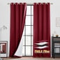 RYB HOME Soundproof & Dust Particle Filtering Curtains Blackout Window Treatment for Bedroom Living Room Divider Nursery Daytime Sleeping Patio Door, Burgundy Red, W52 x L 102 inch, 2 Panels