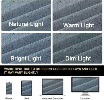 PrinceDeco 100% Blackout Linen Textured Curtains for Living Room Black Out Curtains 96 Inch Long 2 Panels Set Grommet Room Darkening Curtains & Drapes Boho Home Decor for Bedroom,52 X 96In,Stone Blue