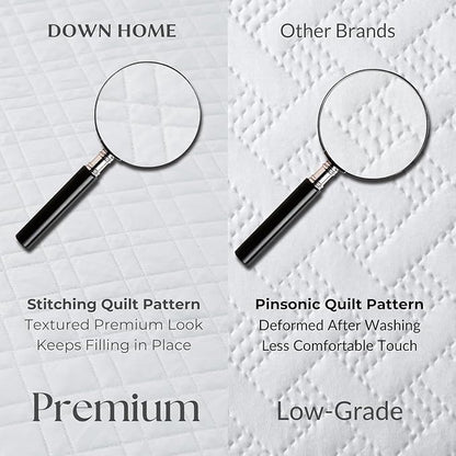 Queen Quilt Set with Shams Lightweight Quilted Bedspread Coverlet Thin Comforter Bed Cover Vintage Washed Quilted Blanket for All Season, Brushed Microfiber Diamond Stitching, White, 88"x92"
