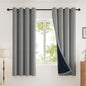 100% Blackout Curtains Thick Soft Curtain 2 Panels for Bedroom, Linen-Look Textured Full Light Blocking Room Darkening Thermal Insulated Drapes for Bathroom/Kitchen Windows (W52xL45, Grey)