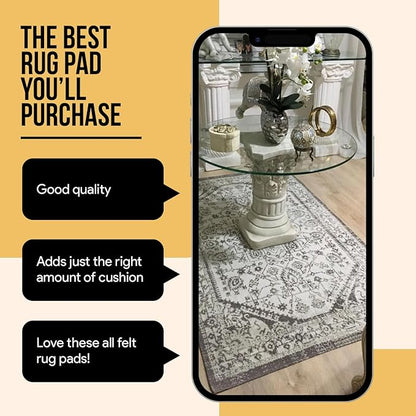 Premium Felt Rug Pad 5x7 Feet, Thick for Hardwood Floors, Laminate, Vinyl, Stone, Carpet & Tile, UnderPadding