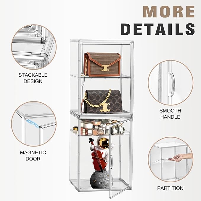 Tall Boot Storage Box Super Large Boot Storage Organizer for Closet Clear XX-Large Acrylic Dispaly Case with Magnetic Lids for Shoe,Helmets,Figures